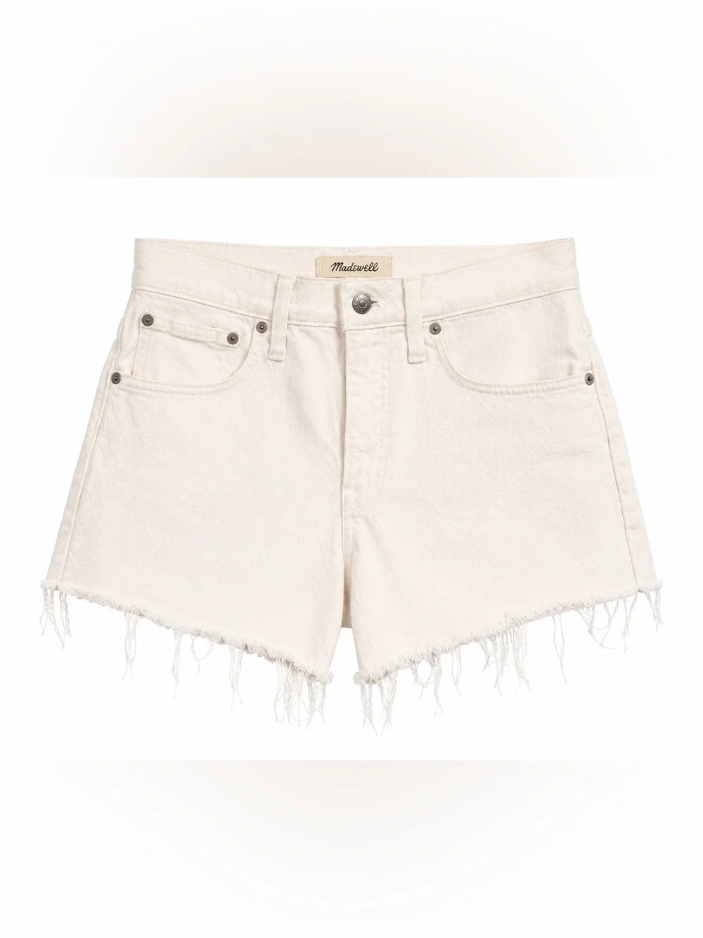 Madewell Off-White Frayed Hem Denim Shorts